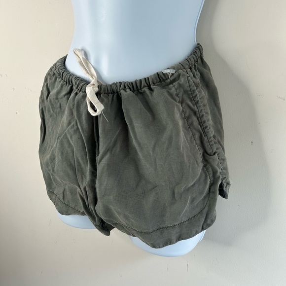 Aritzia Azure Skies Trope Shorts Chambray Drawstring Waist Army Green Size XXS - Picture 6 of 15